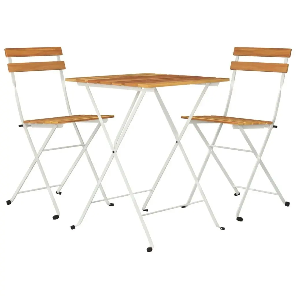 3 Piece Folding Bistro Set Solid Wood Acacia and Steel 319972