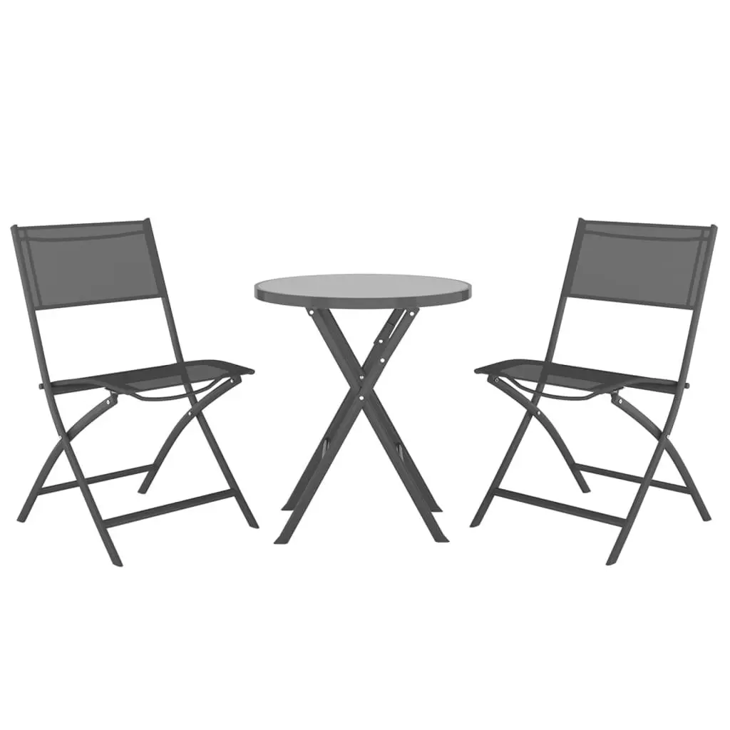 3 Piece Folding Bistro Set Steel Grey 3073536