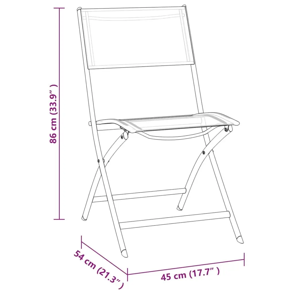 3 Piece Folding Bistro Set Steel Grey 3073536