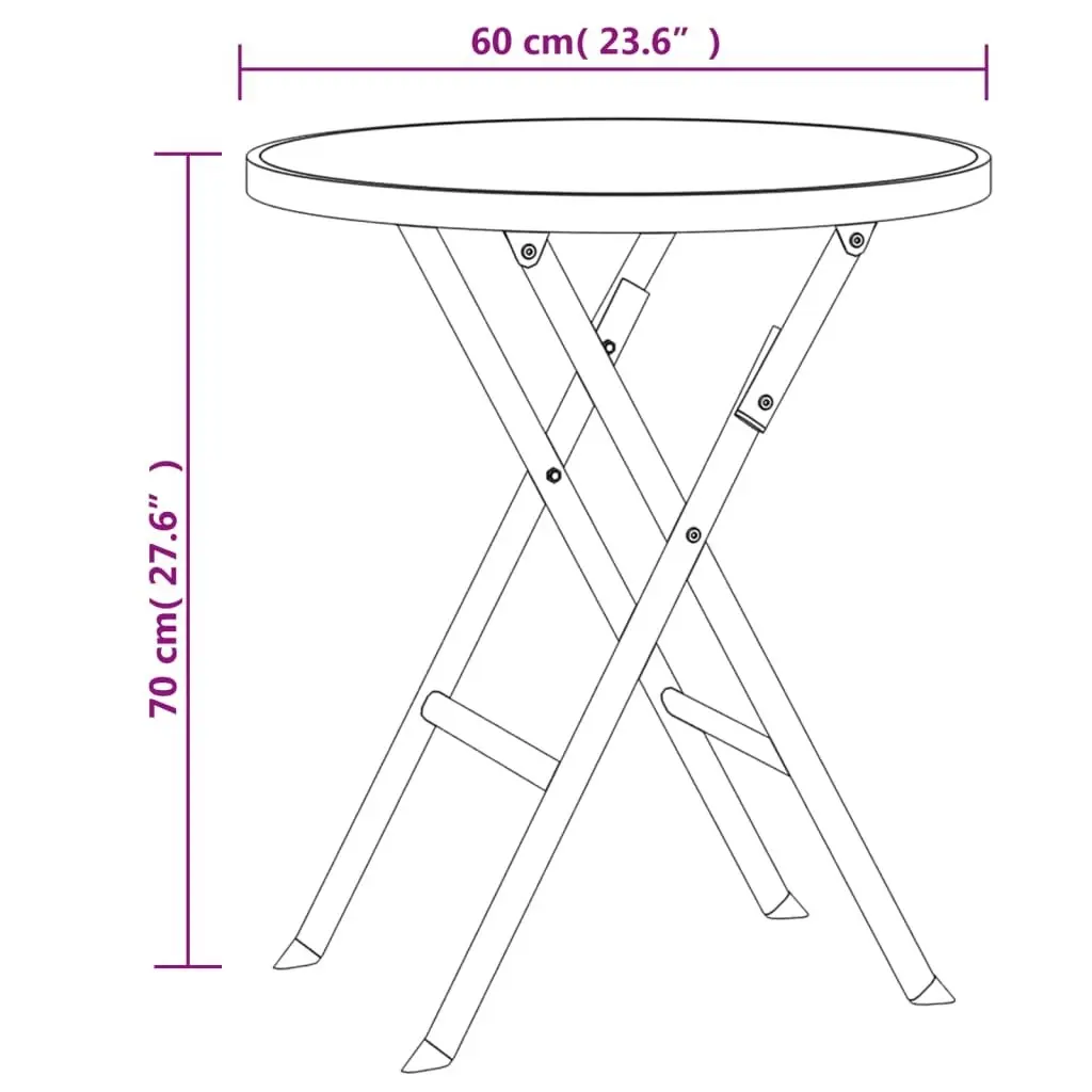 3 Piece Folding Bistro Set Steel Grey 3073536