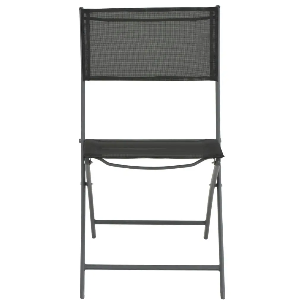 3 Piece Folding Bistro Set Steel Grey 3073536