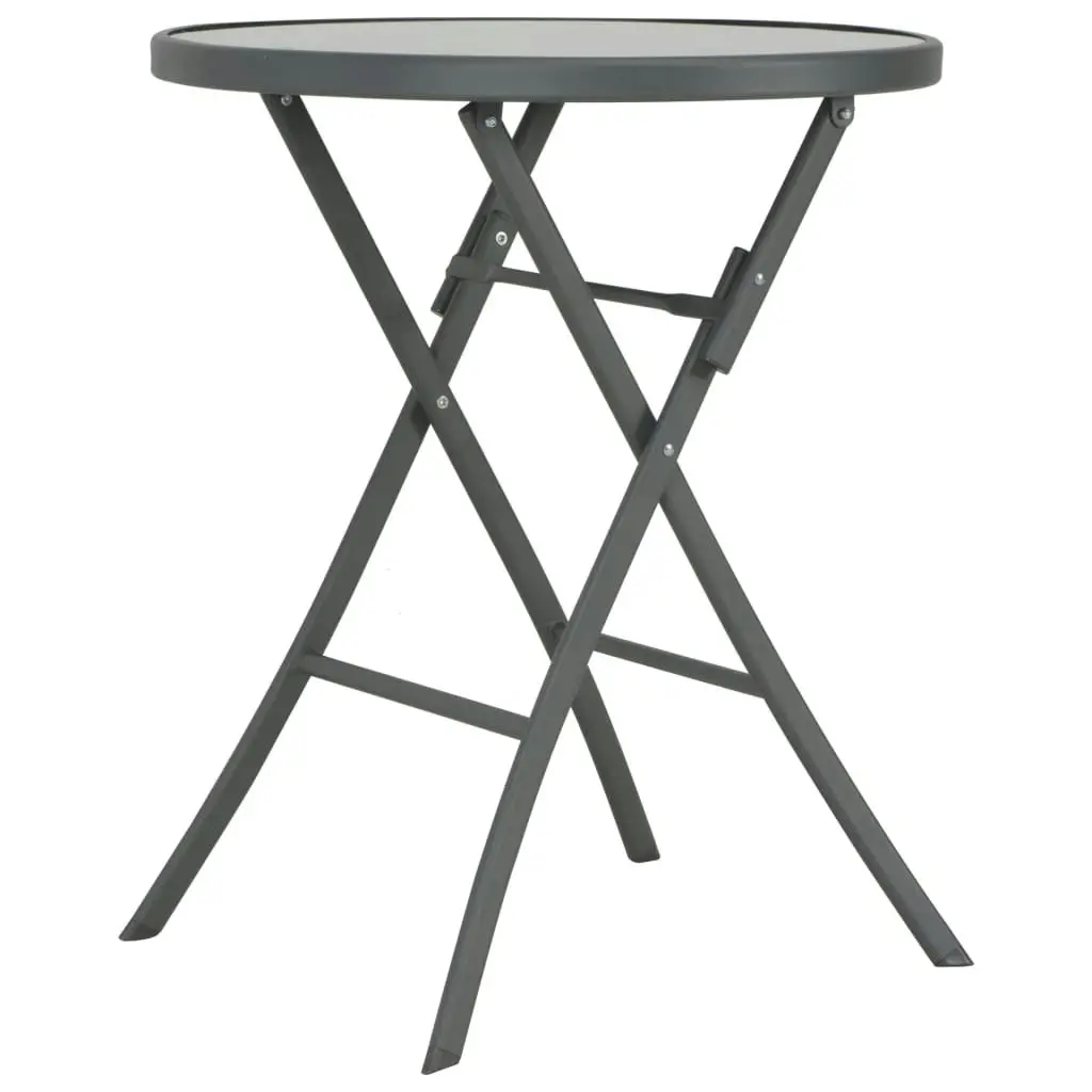 3 Piece Folding Bistro Set Steel Grey 3073536