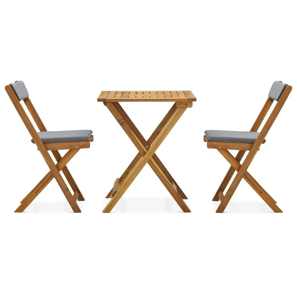 3 Piece Folding Bistro Set with Cushions Solid Acacia Wood 310275