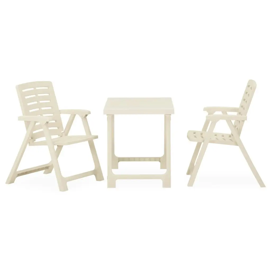 3 Piece Folding Bistro Set Plastic White 315833