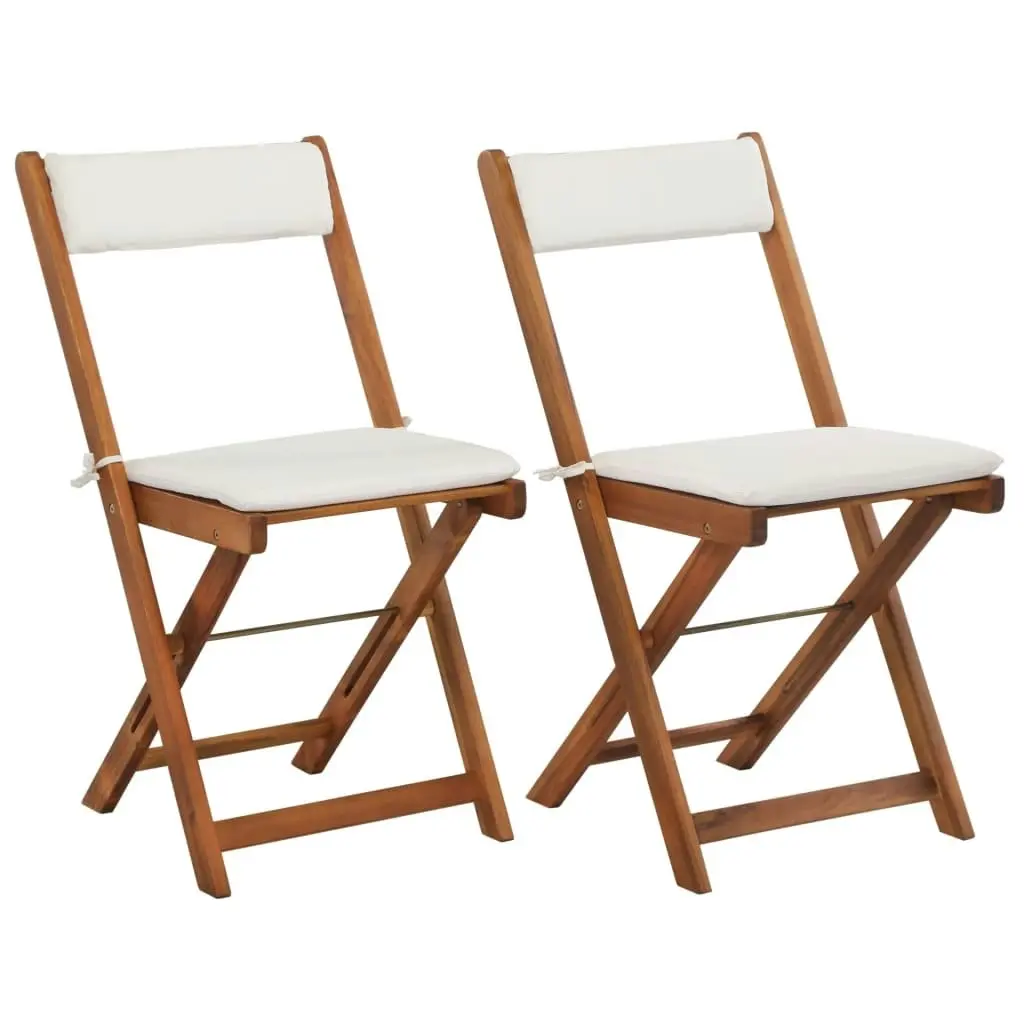 3 Piece Folding Bistro Set with Cushions Solid Acacia Wood 44014