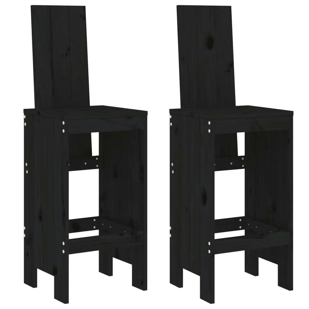 3 Piece Garden Bar Set Black Solid Wood Pine 3157767