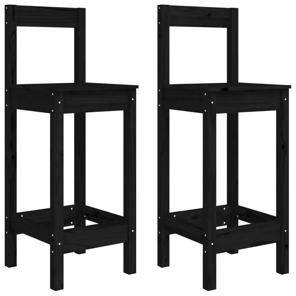 3 Piece Garden Bar Set Black Solid Wood Pine 3154739