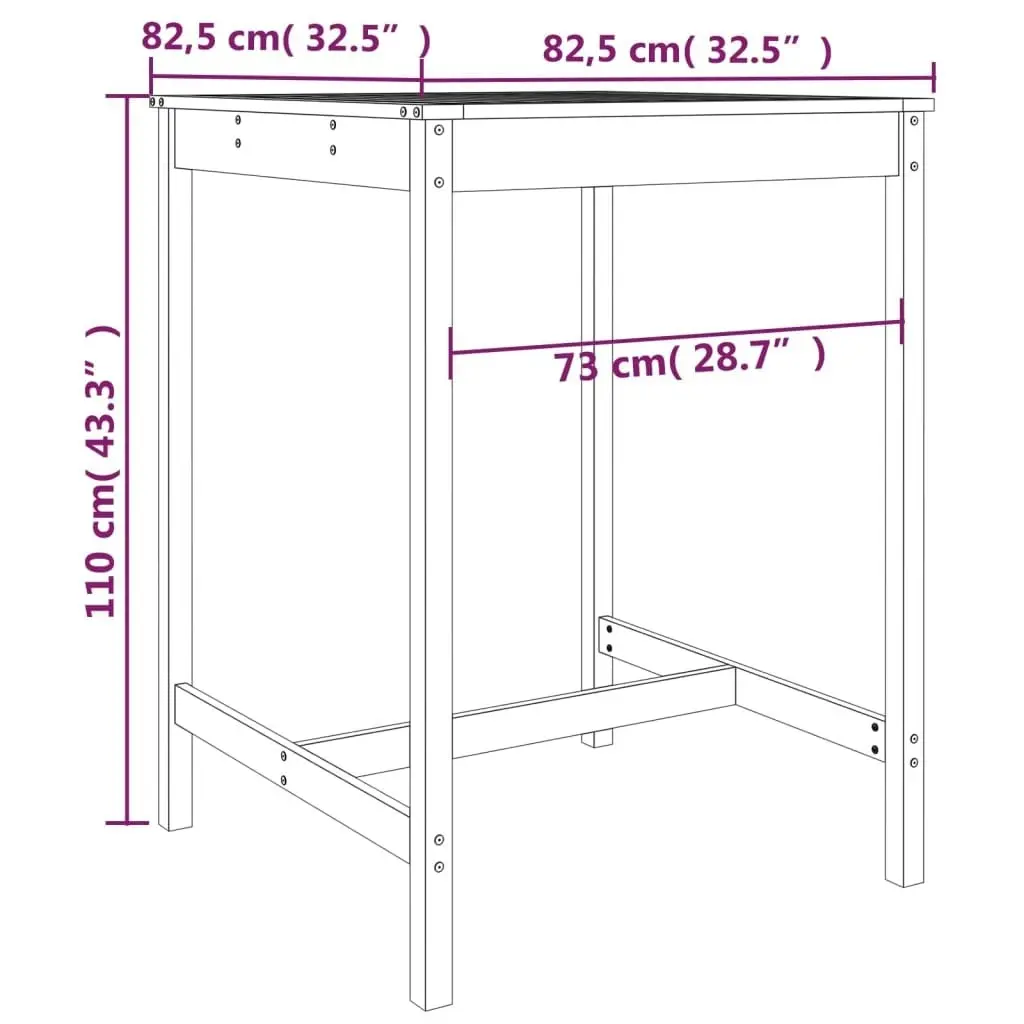 3 Piece Garden Bar Set Black Solid Wood Pine 3157737