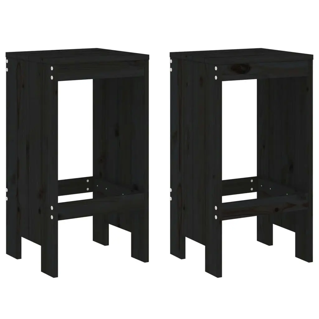 3 Piece Garden Bar Set Black Solid Wood Pine 3157737