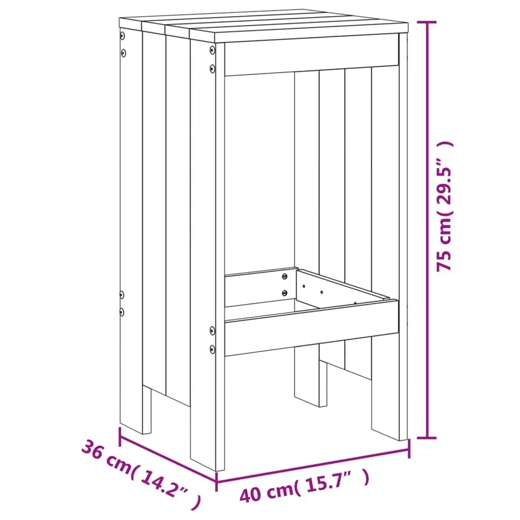 3 Piece Garden Bar Set Black Solid Wood Pine 3157737