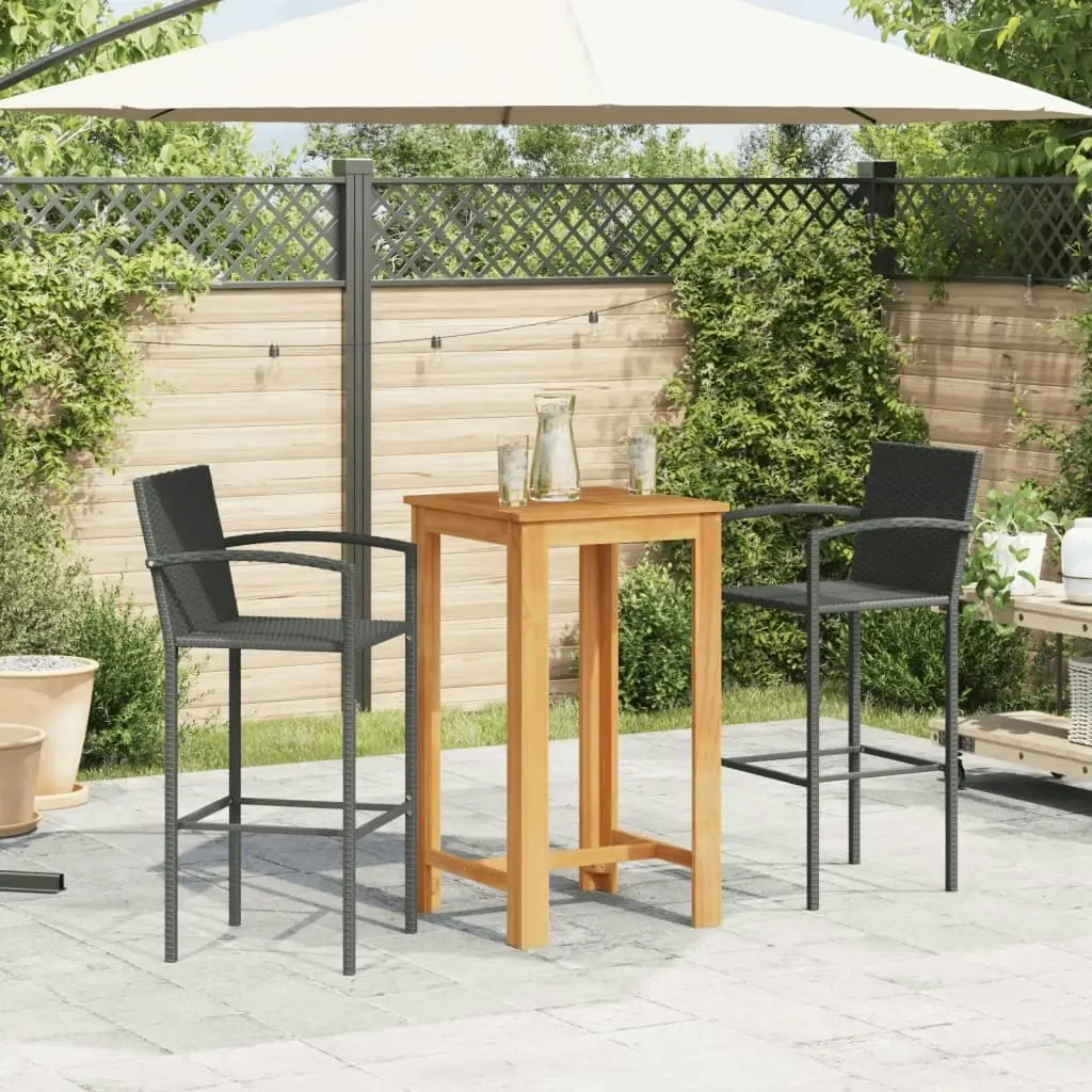 3 Piece Garden Bar Set Black Solid Wood Acacia and Poly Rattan 3295273