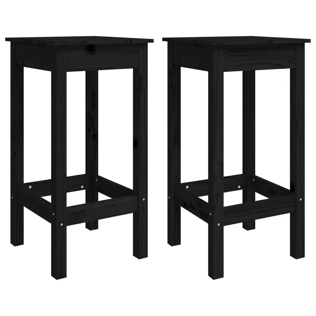 3 Piece Garden Bar Set Black Solid Wood Pine 3154729