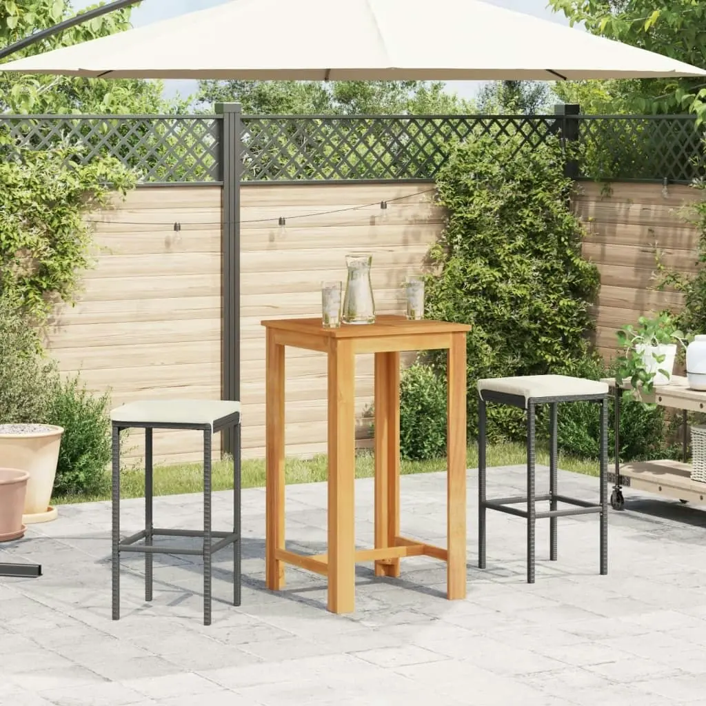 3 Piece Garden Bar Set Black Solid Wood Acacia and Poly Rattan 3295267