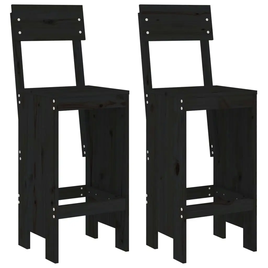 3 Piece Garden Bar Set Black Solid Wood Pine 3157797