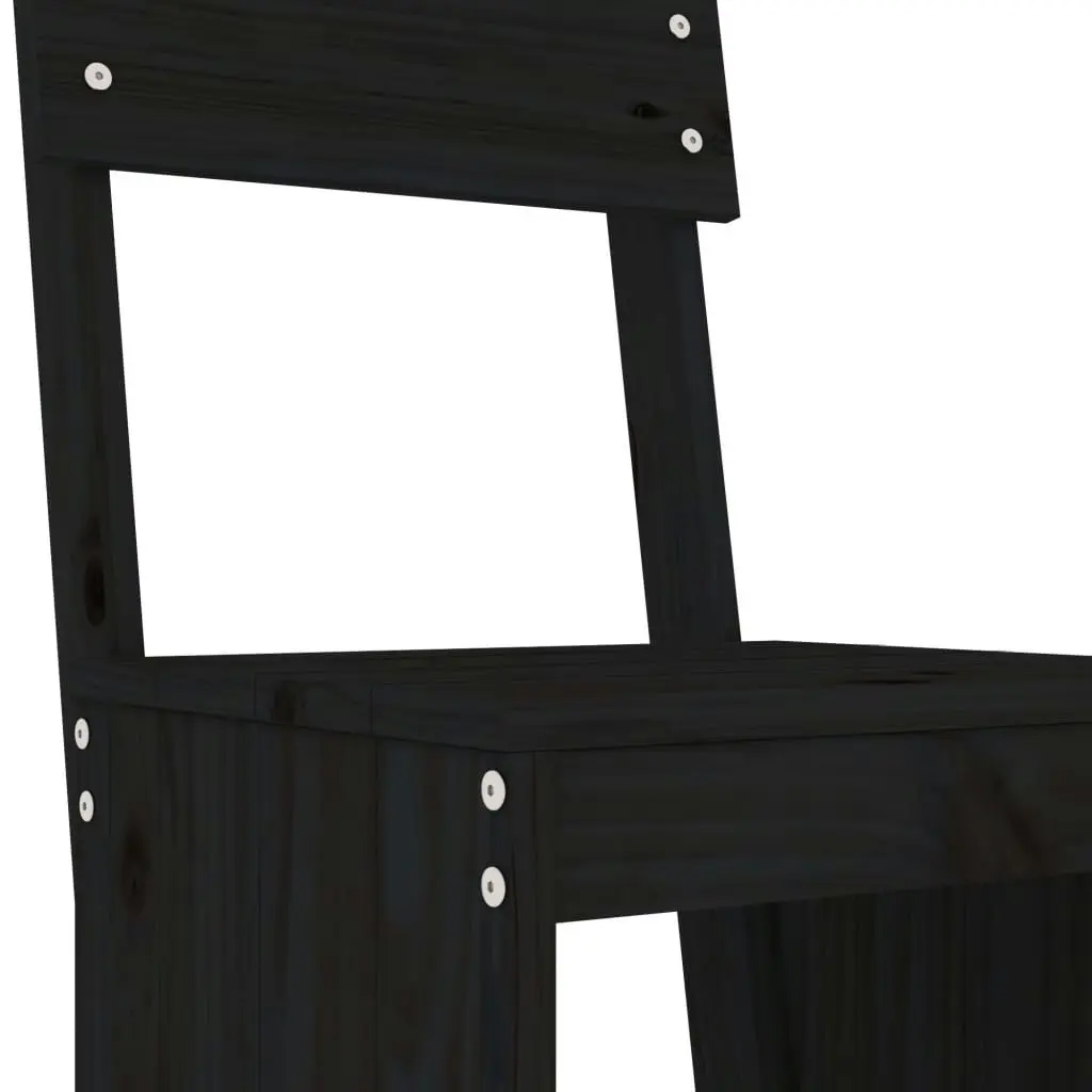 3 Piece Garden Bar Set Black Solid Wood Pine 3157797