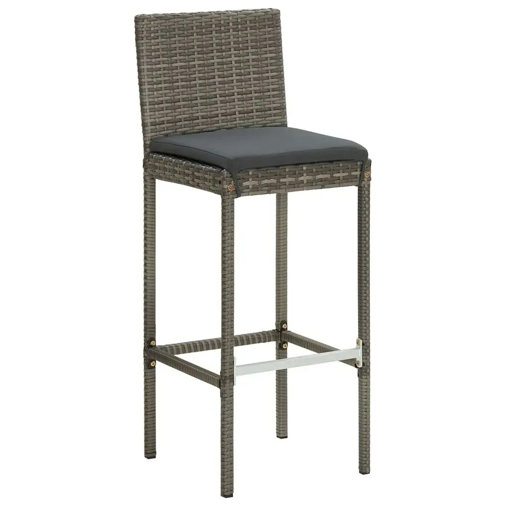 3 Piece Garden Bar Set Grey Solid Wood Acacia and Poly Rattan 3295263