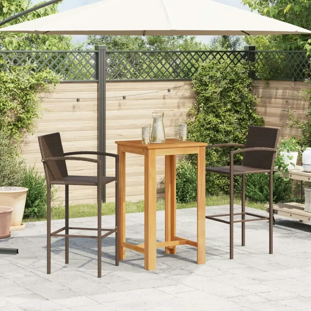 3 Piece Garden Bar Set Brown Solid Wood Acacia and Poly Rattan 3295272