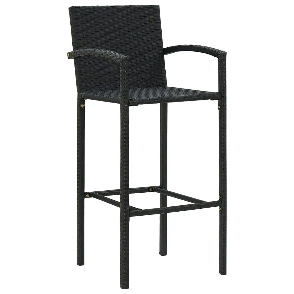 3 Piece Garden Bar Set Poly Rattan Black 3064769