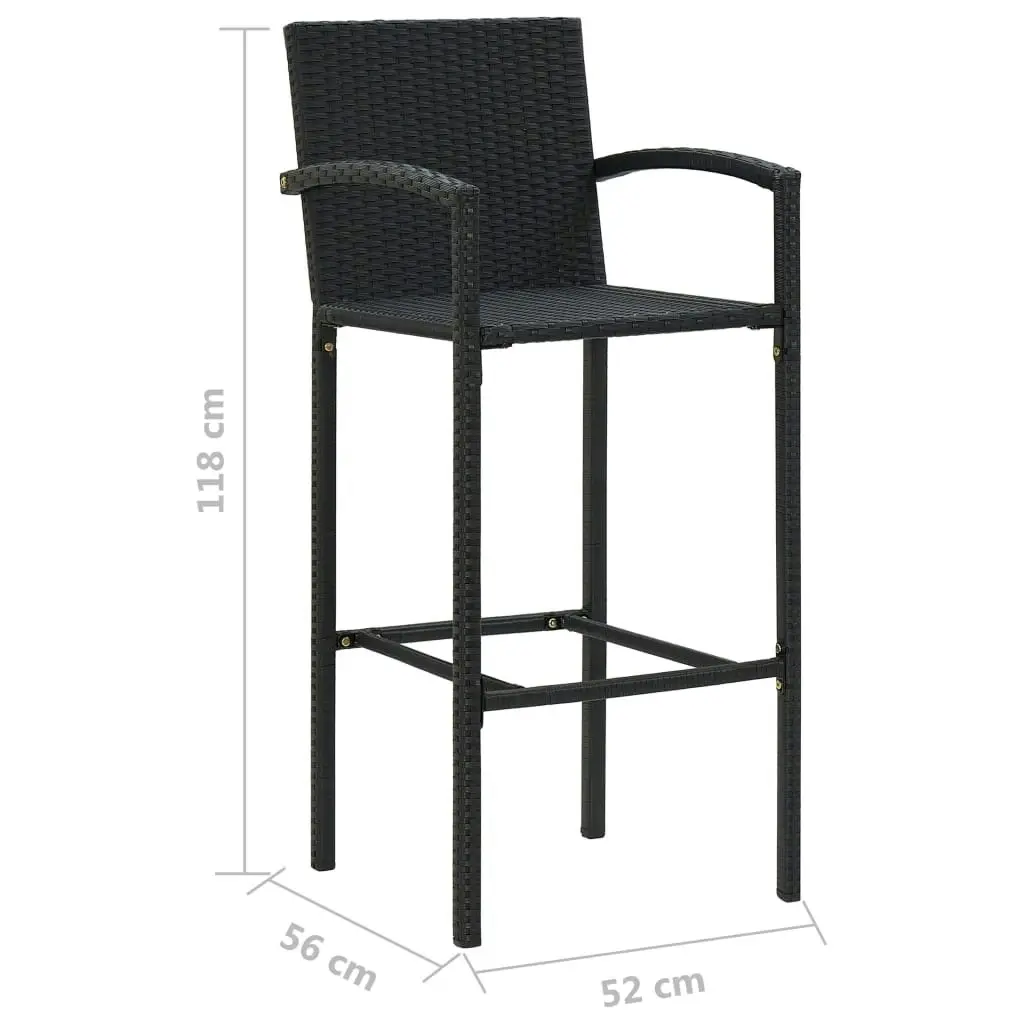 3 Piece Garden Bar Set Poly Rattan Black 3064769