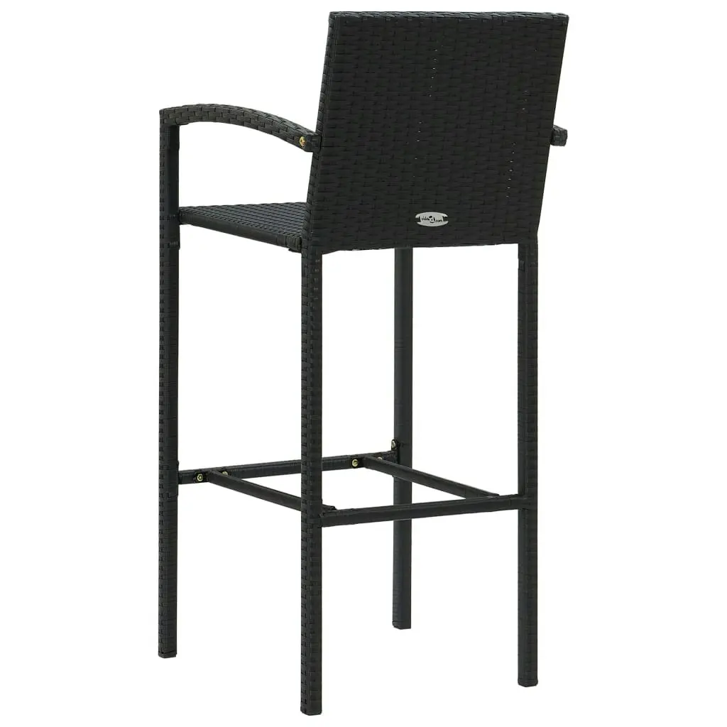 3 Piece Garden Bar Set Poly Rattan Black 3064769