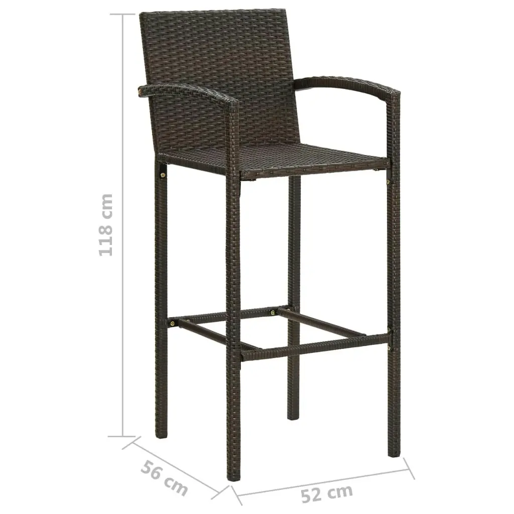 3 Piece Garden Bar Set Poly Rattan Brown 3064768