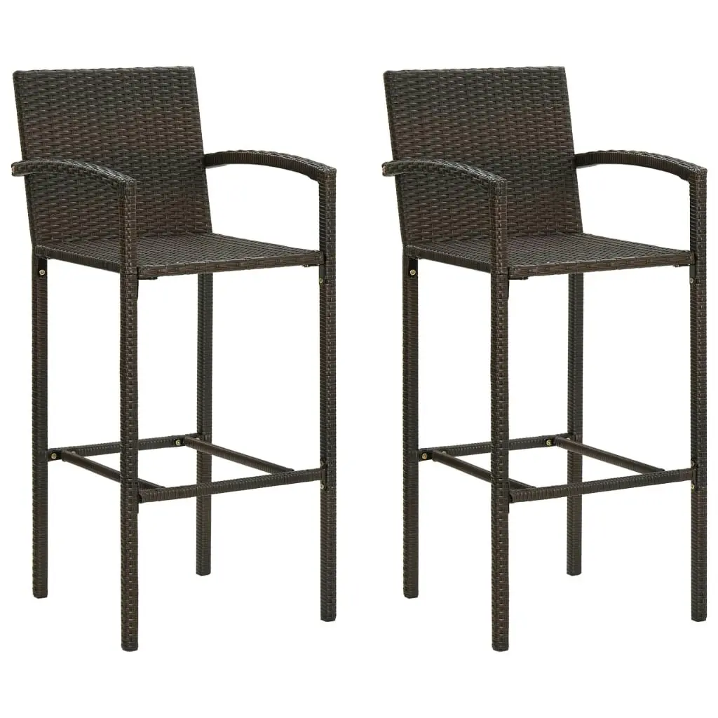 3 Piece Garden Bar Set Poly Rattan Brown 3064768