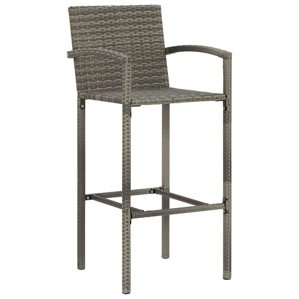 3 Piece Garden Bar Set Grey Solid Wood Acacia and Poly Rattan 3295274