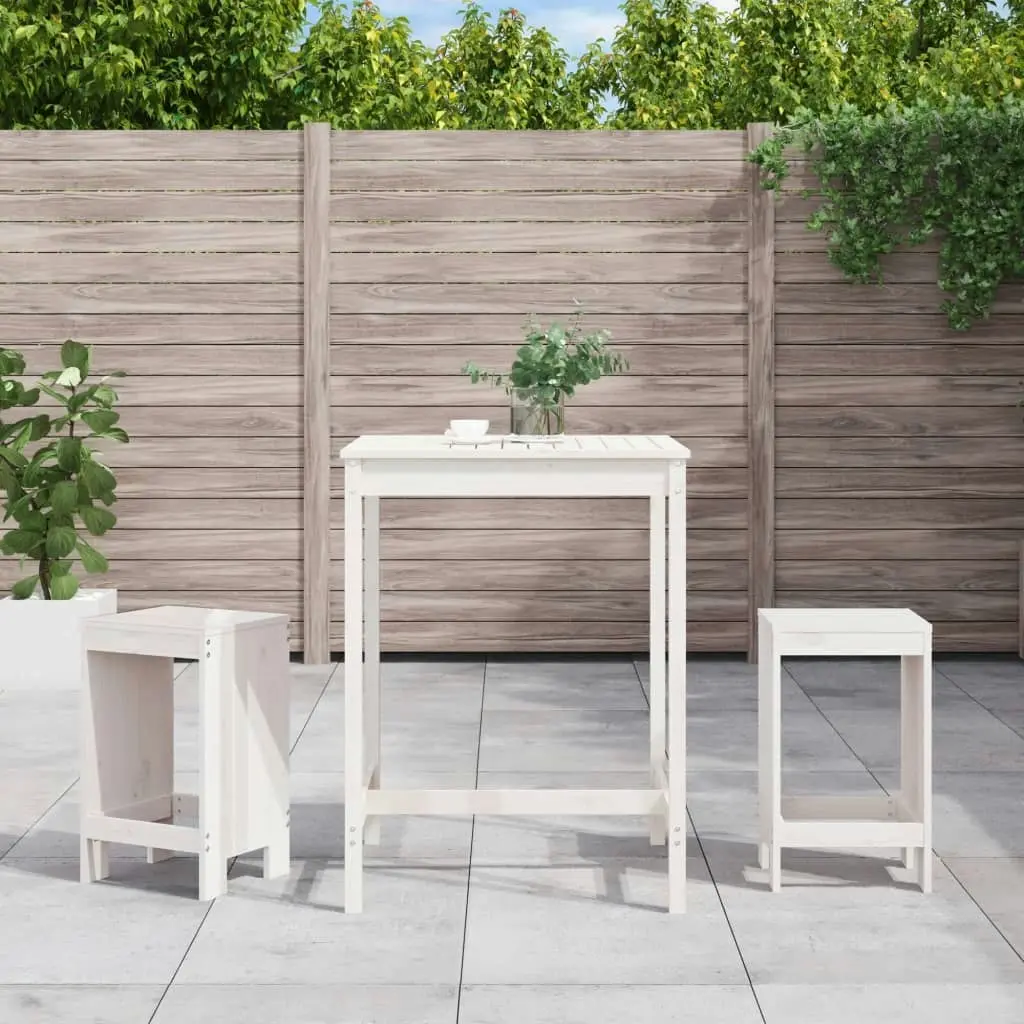 3 Piece Garden Bar Set White Solid Wood Pine 3157734