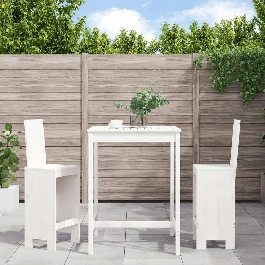 3 Piece Garden Bar Set White Solid Wood Pine 3157764