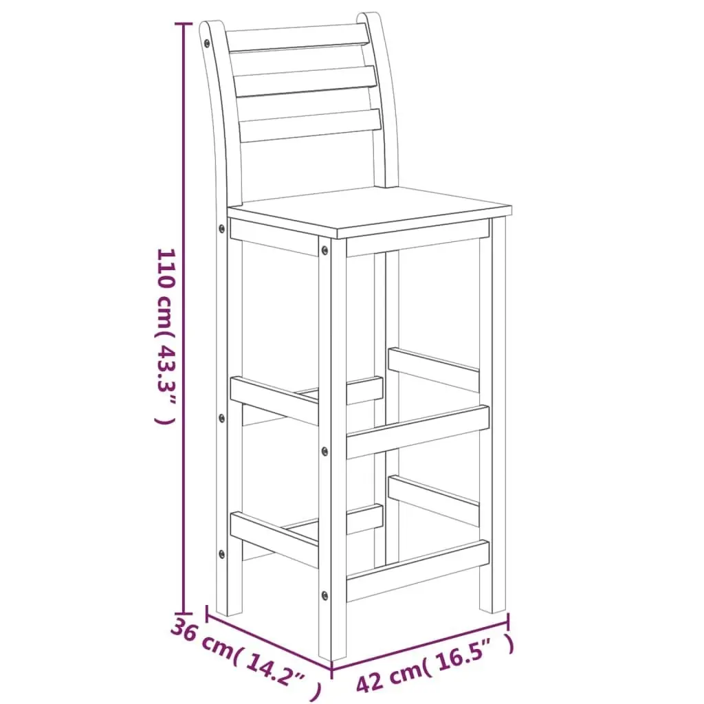 3 Piece Garden Bar Set Solid Wood Acacia 3154382