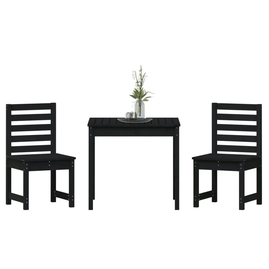 3 Piece Garden Bistro Set Black Solid Wood Pine 3154675