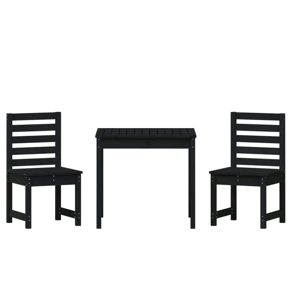 3 Piece Garden Bistro Set Black Solid Wood Pine 3154675