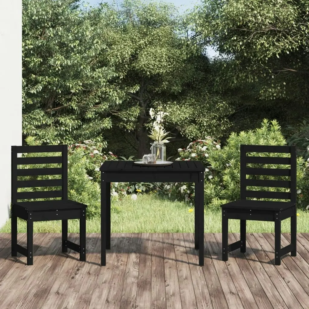 3 Piece Garden Bistro Set Black Solid Wood Pine 3154675