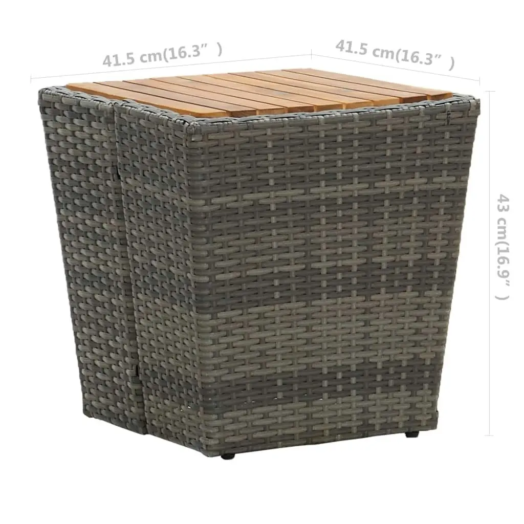 3 Piece Garden Bistro Set Poly Rattan and Acacia Wood Grey 3058535