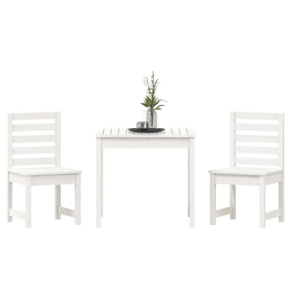 3 Piece Garden Bistro Set White Solid Wood Pine 3154672