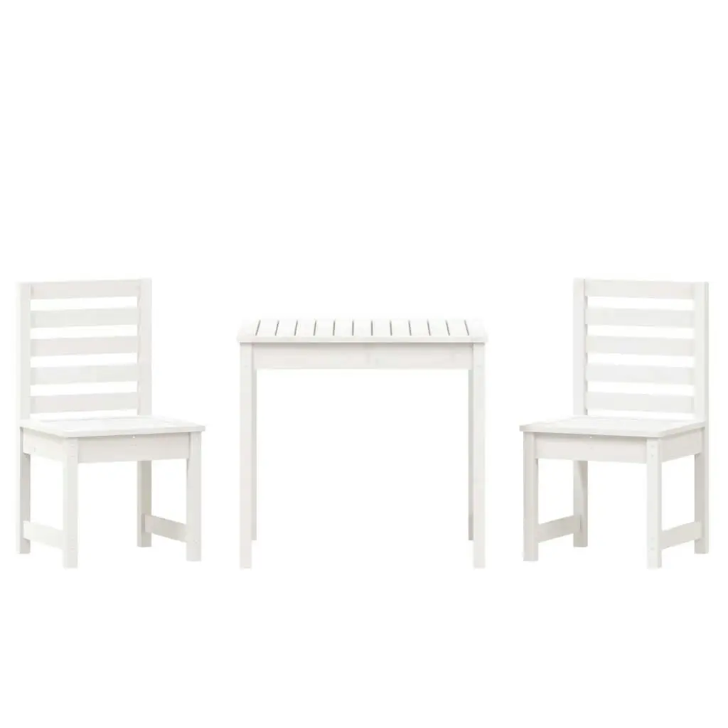 3 Piece Garden Bistro Set White Solid Wood Pine 3154672