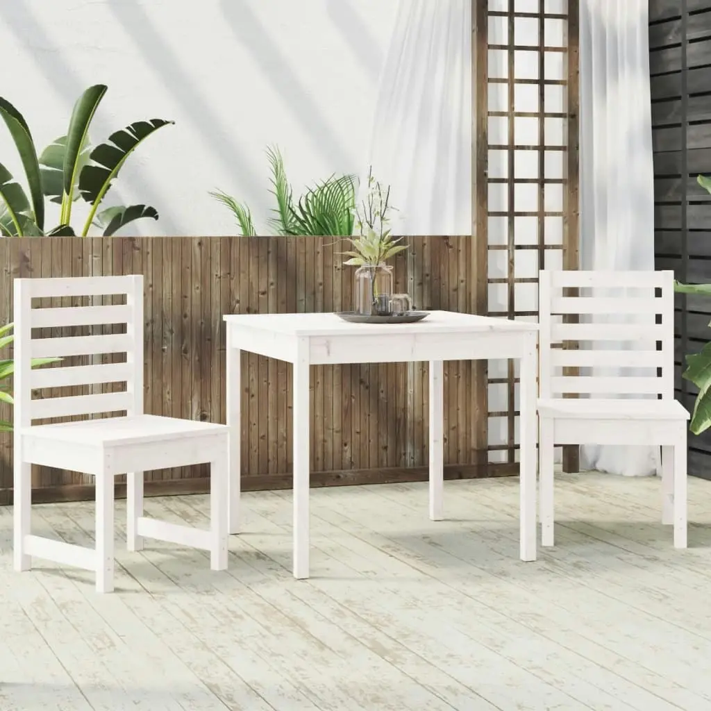 3 Piece Garden Bistro Set White Solid Wood Pine 3154672