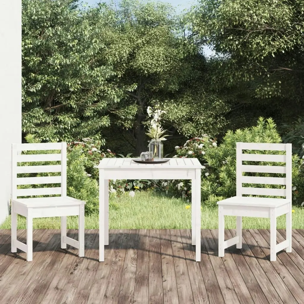 3 Piece Garden Bistro Set White Solid Wood Pine 3154672