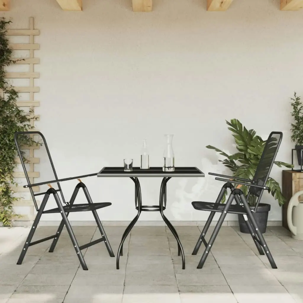 3 Piece Garden Dining Set Anthracite Metal Mesh 3211817