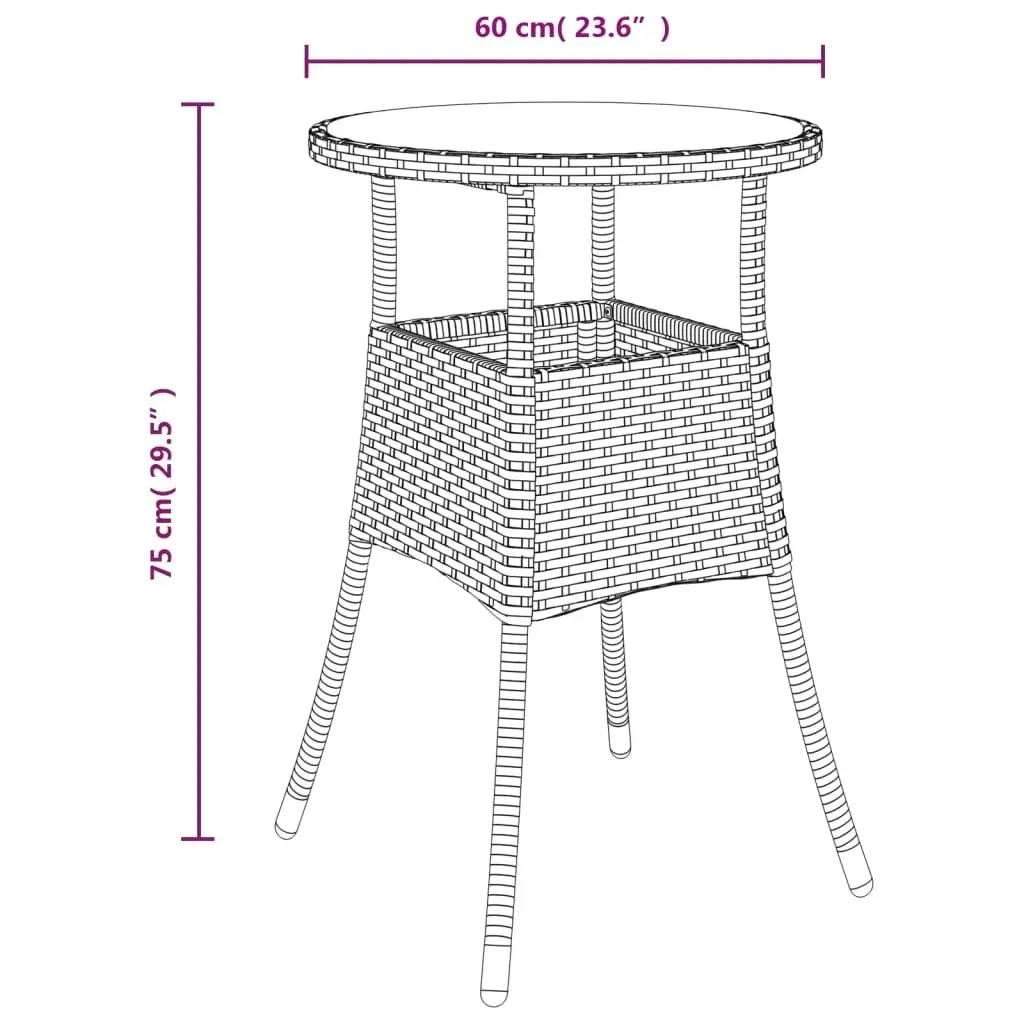 3 Piece Garden Bistro Set with Cushions Brown Poly Rattan 3187412