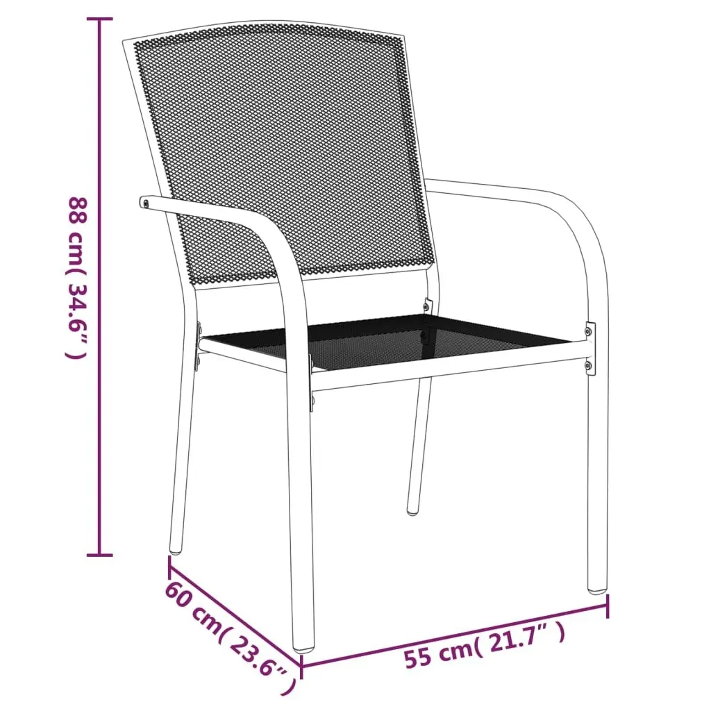 3 Piece Garden Dining Set Anthracite Steel 3187965