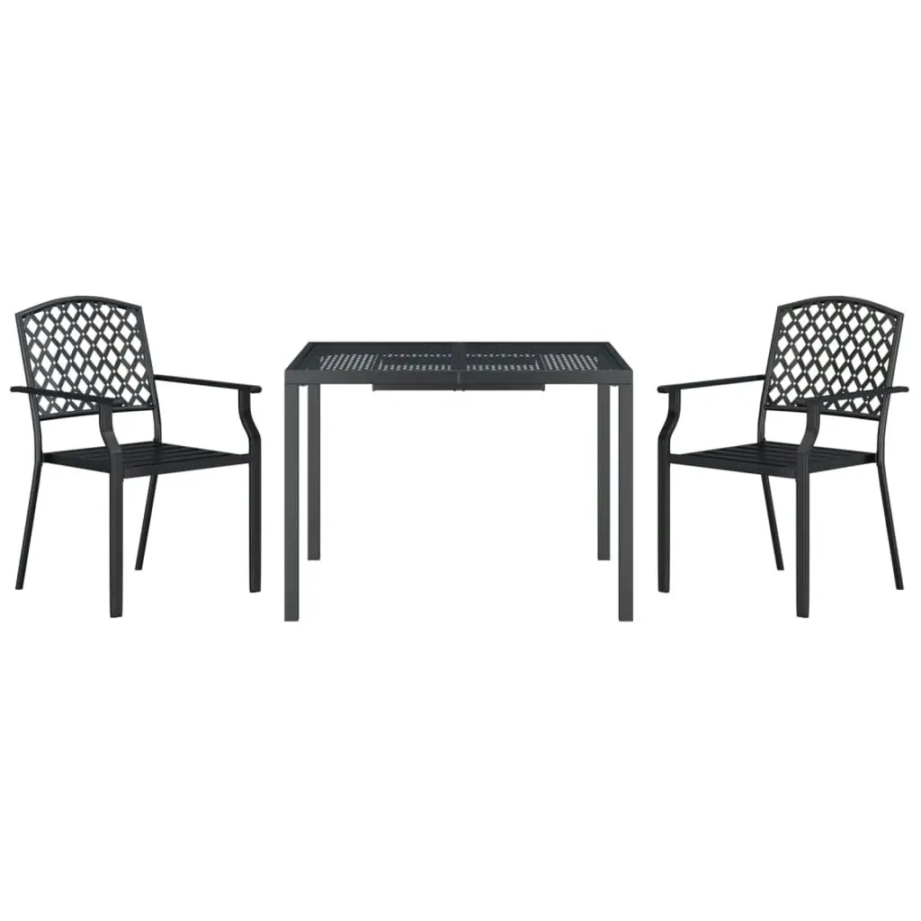 3 Piece Garden Dining Set Anthracite Steel 3187999