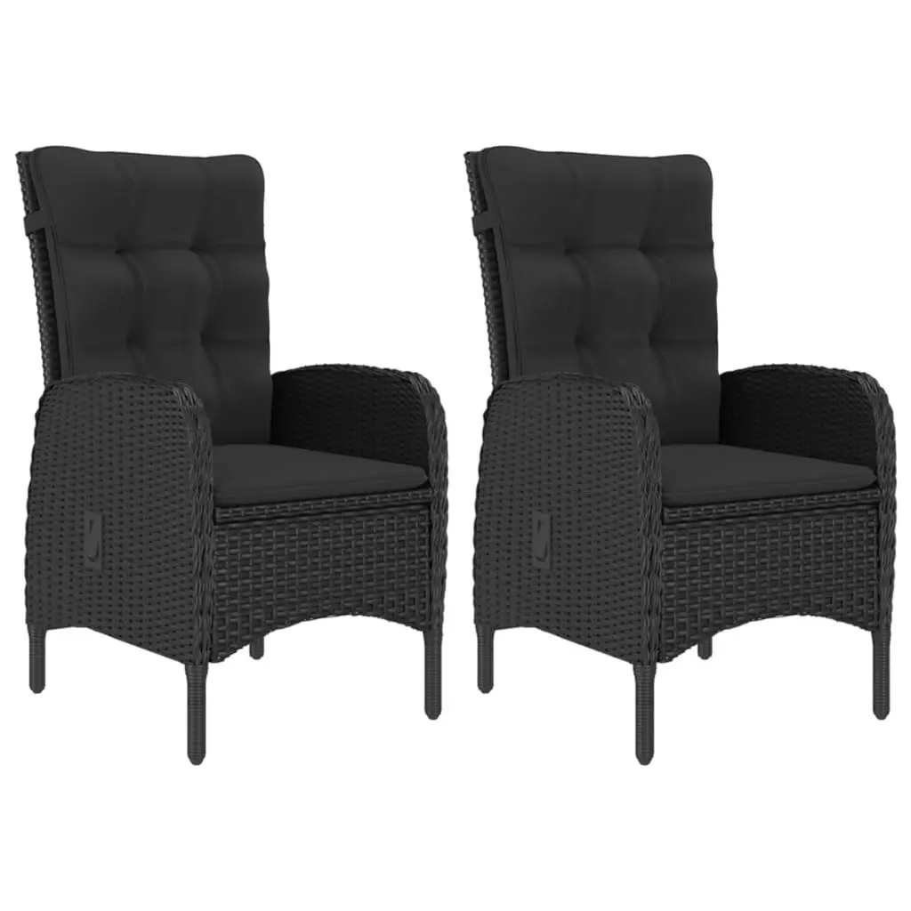 3 Piece Garden Bistro Set Poly Rattan and Glass Black 3058536