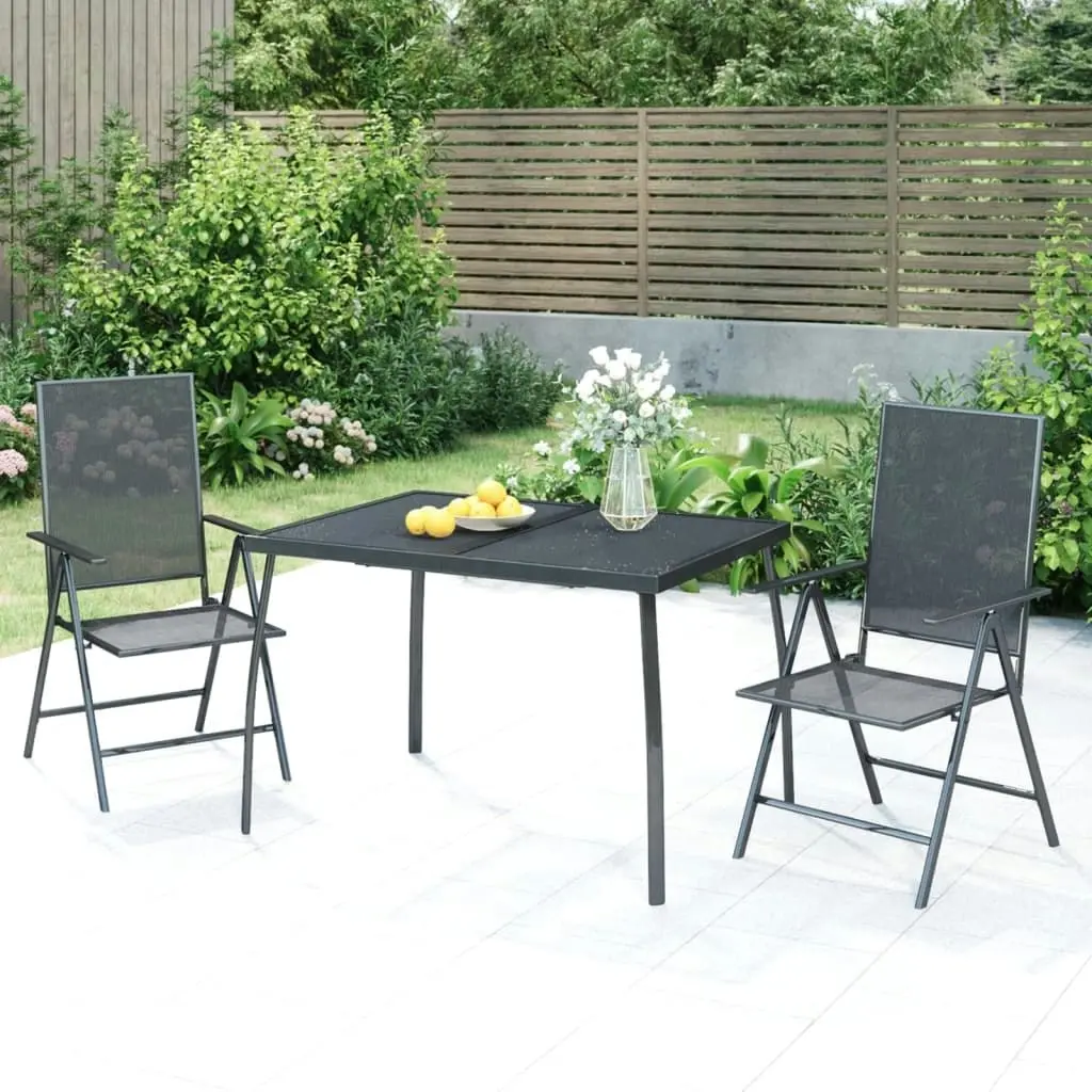 3 Piece Garden Dining Set Anthracite Steel 3187980