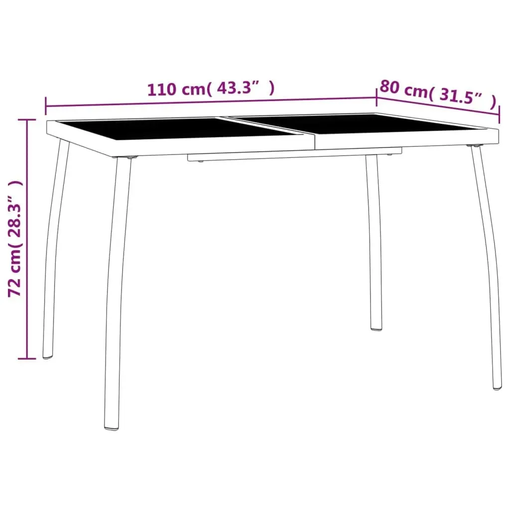 3 Piece Garden Dining Set Anthracite Steel 3187980