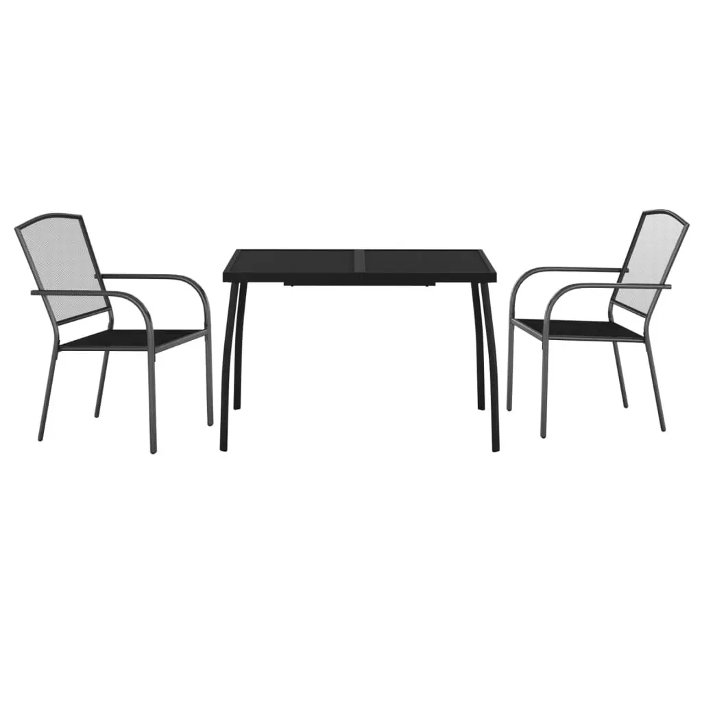 3 Piece Garden Dining Set Anthracite Steel 3187969