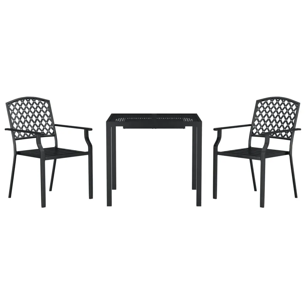 3 Piece Garden Dining Set Anthracite Steel 3187997