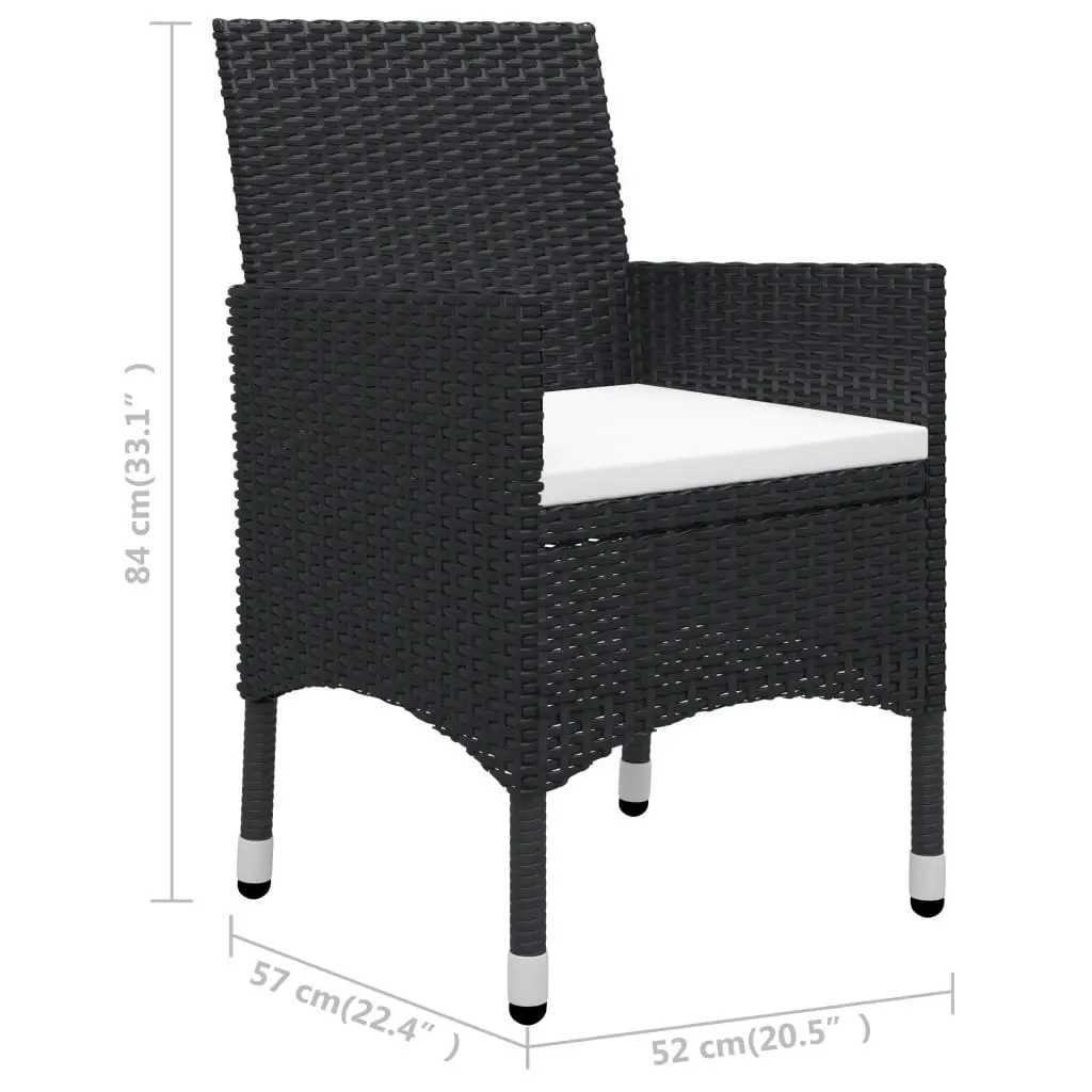 3 Piece Garden Dining Set Black 3067667