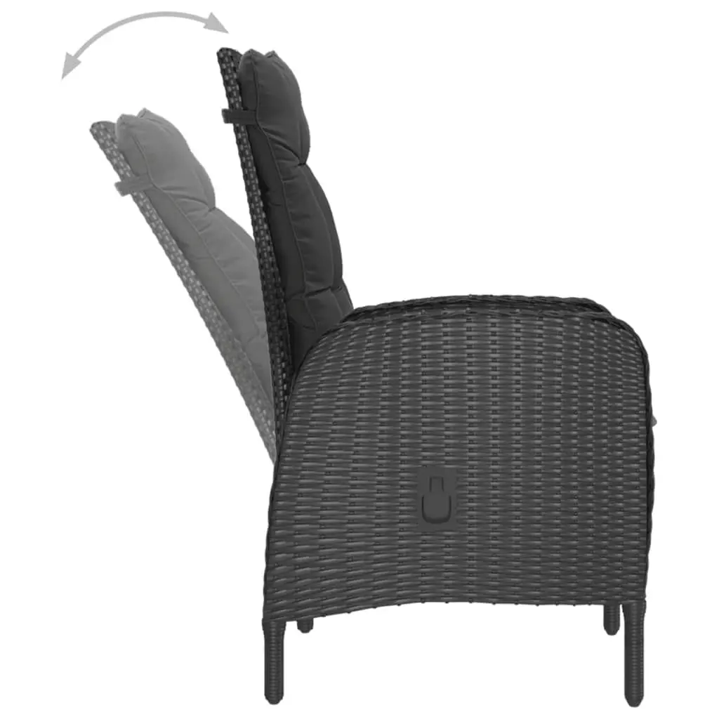 3 Piece Garden Bistro Set Poly Rattan and Glass Black 3058540