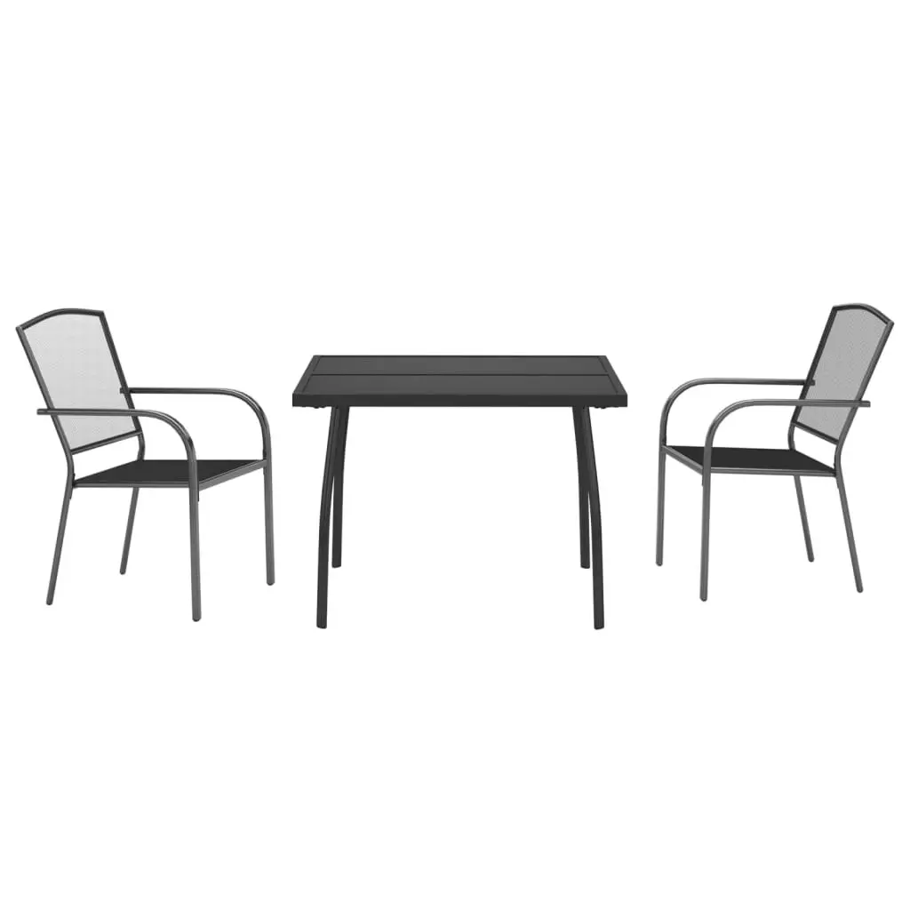 3 Piece Garden Dining Set Anthracite Steel 3187967